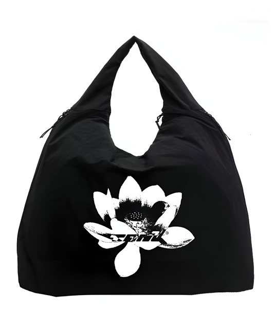 Black 7 Pocket Lotus Puff Bag