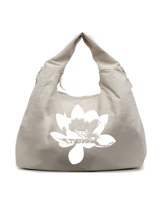 Tan 7 Pocket Lotus Puff Bag