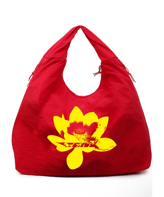 Red 7 Pocket Lotus Puff Bag