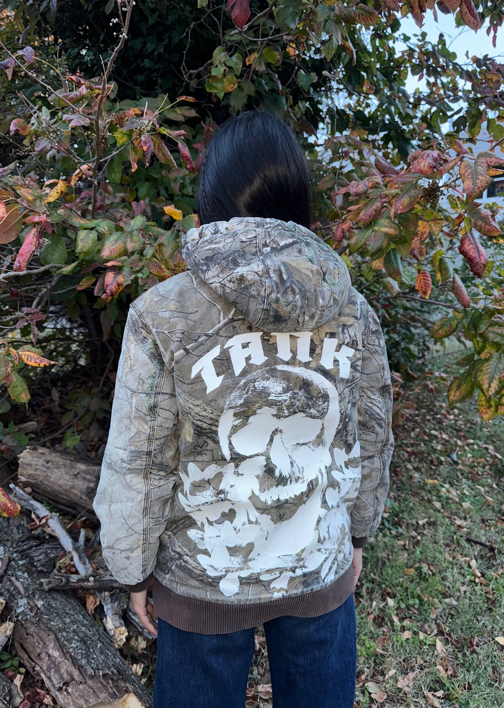 Hand Printed Skull x Lotus Camo Carhartt Winter Jacket (YOUTH LARGE)