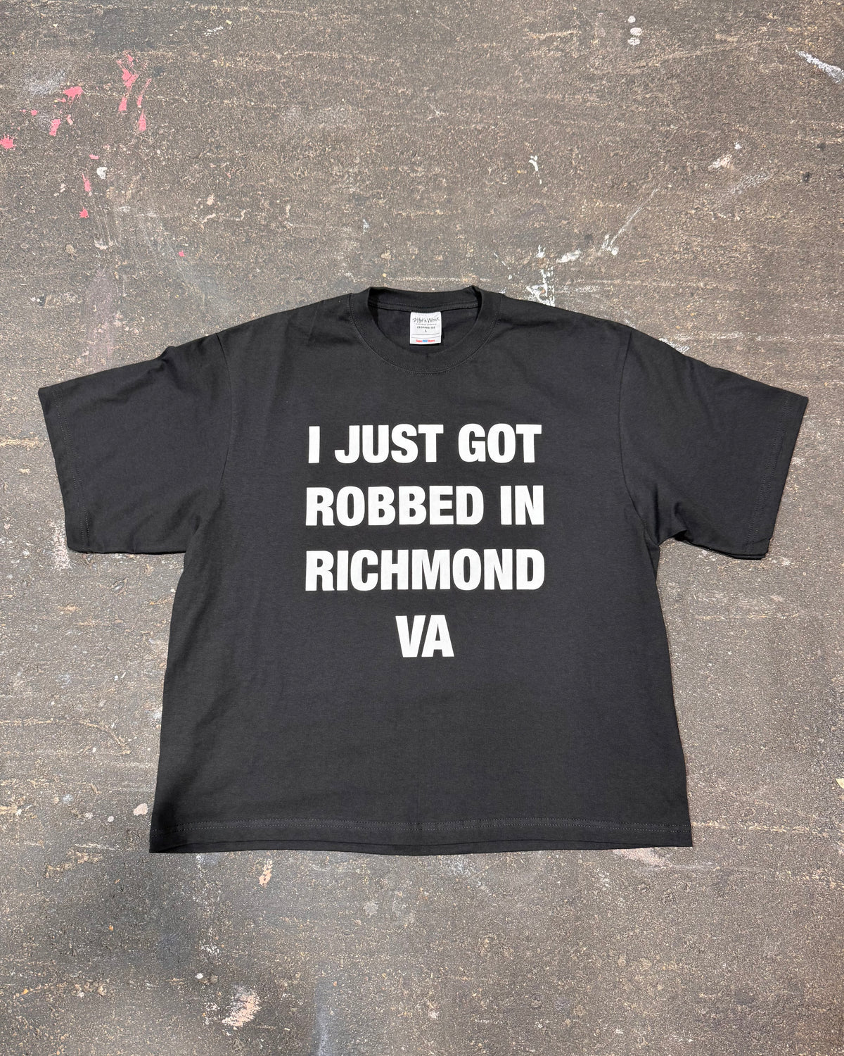 02 I JUST GOT ROBBED IN RICHMOND VA BOXY TEE  (Black) Boxy Tee