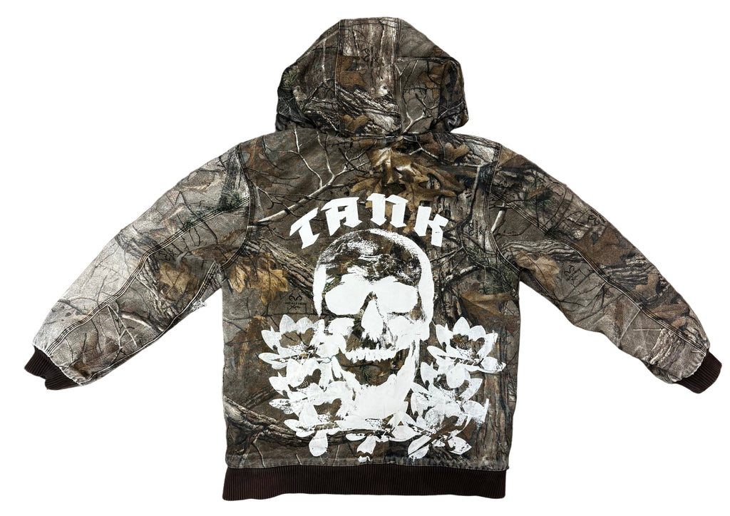 Hand Printed Skull x Lotus Camo Carhartt Winter Jacket (YOUTH LARGE)