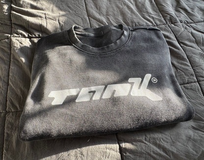 TANK Sun Faded Waffle Knit Thermal Crewneck